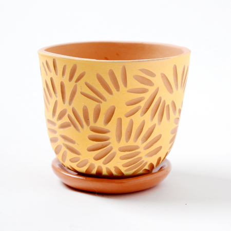 Terracotta pot "Petal" + assorted plate