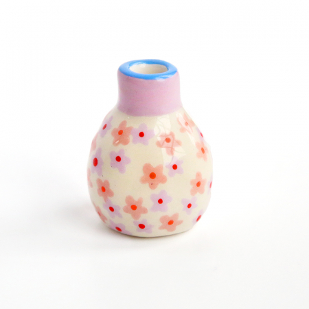 Mini Vase - Fleurs roses et...