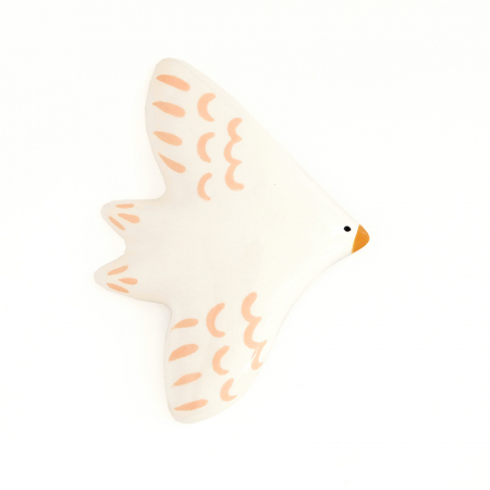 Oiseau mural - Rose et blanc