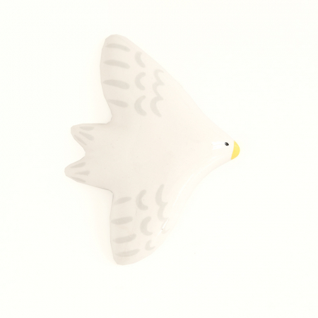 Oiseau mural - Gris et blanc