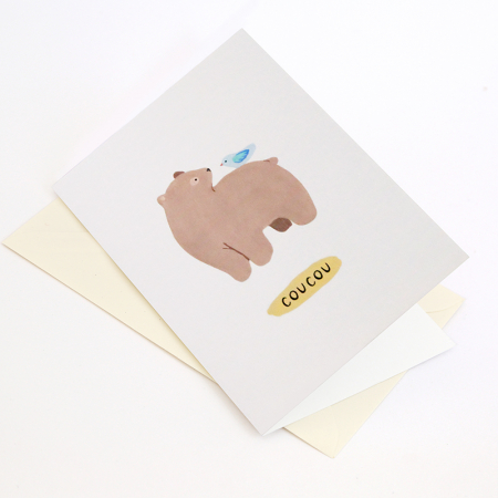 Greeting Card “Bear and Bird” - Coucou