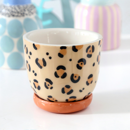 Flower pot "Leopard" + matching plate