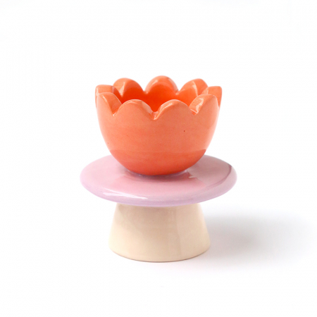 Candleholder - Taïcha - Orange and mauve