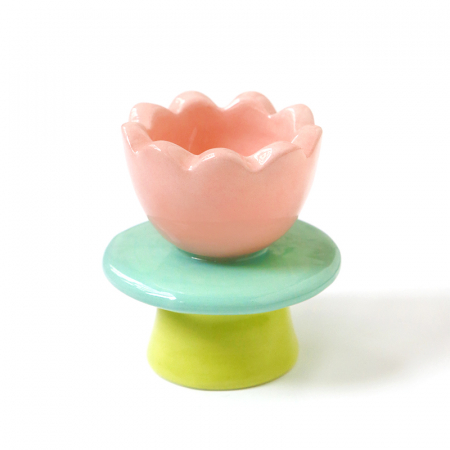 Candleholder - Taïcha - Pink and green