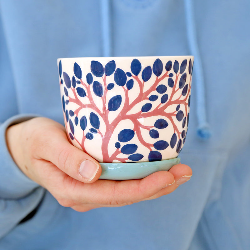 "Evening foliage" pot + matching plate