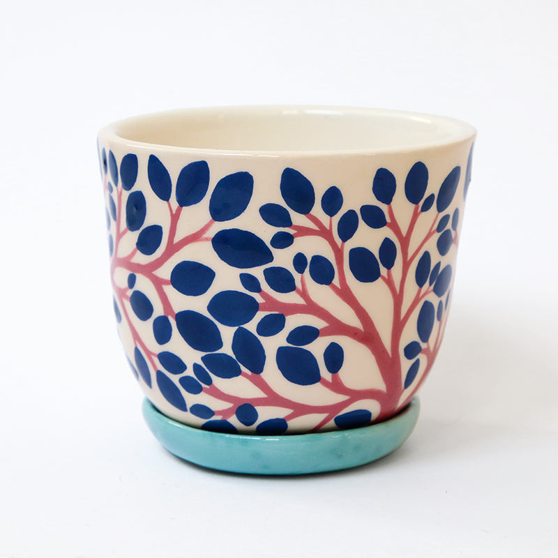 "Evening foliage" pot + matching plate