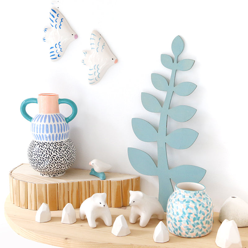 Wall bird - Blue and white