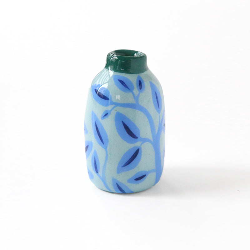 Mini Vase - Blue leaves