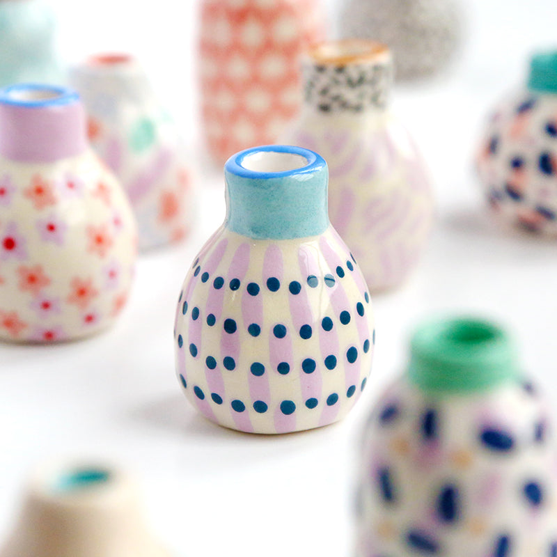 Mini Vase - Light purple stripes