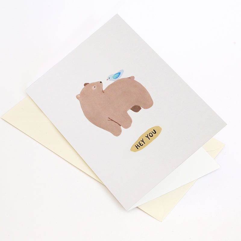 Carte "Bear and bird" - Hey you