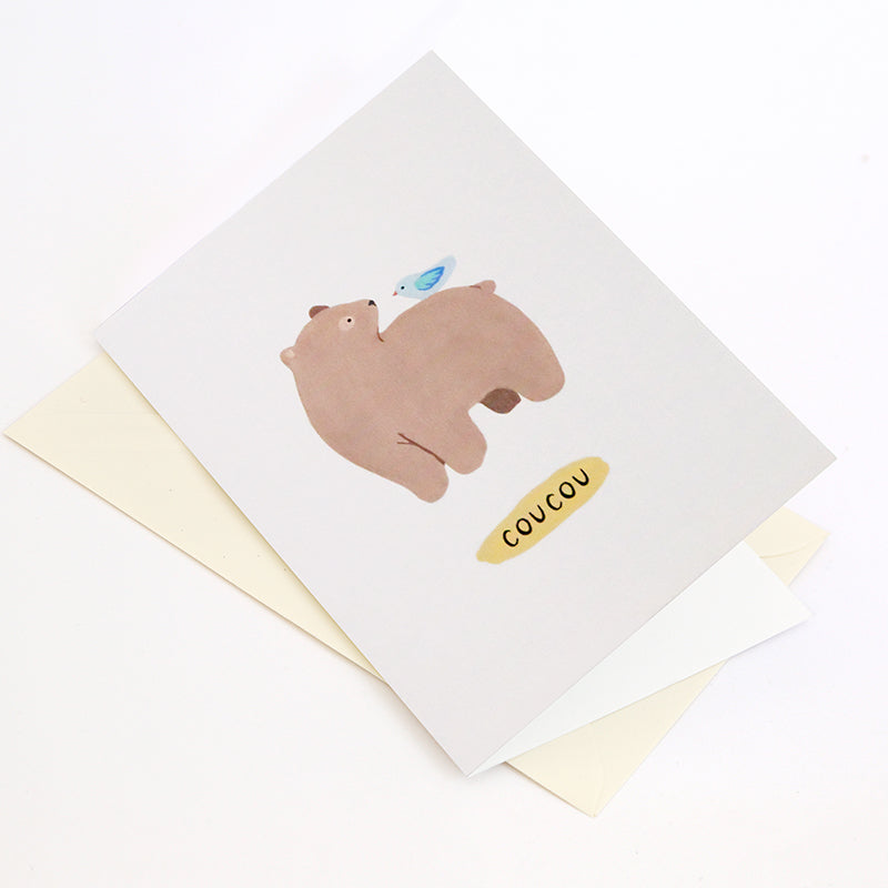 Card "Bear and bird" - Coucou