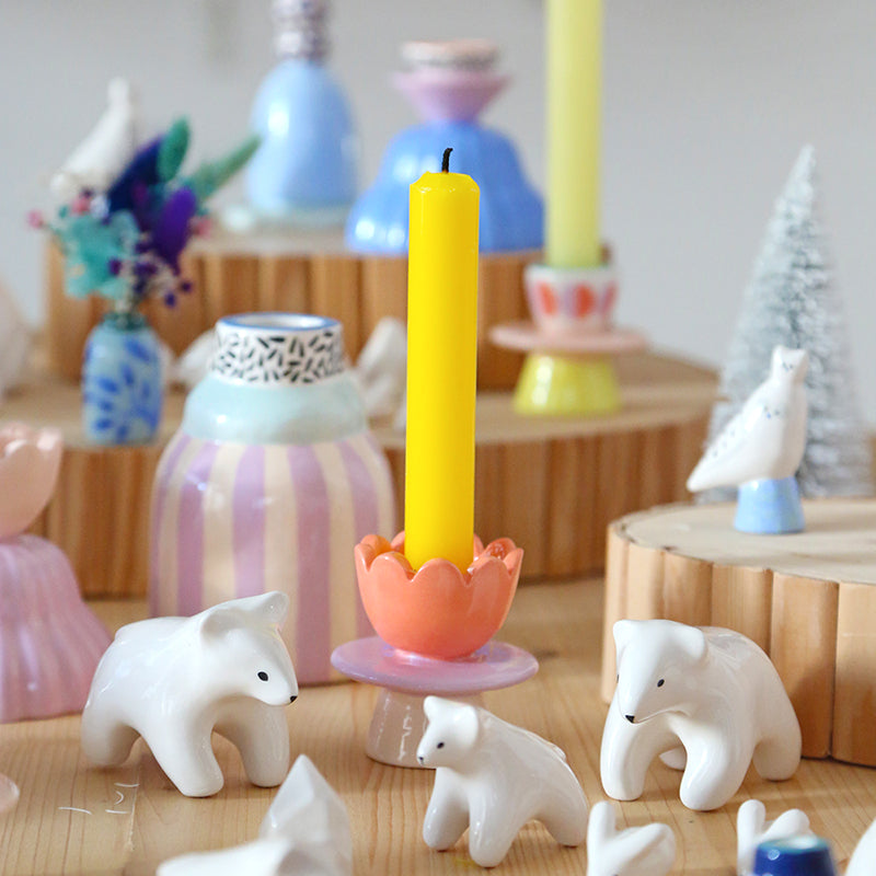 Candleholder - Taïcha - Orange and mauve