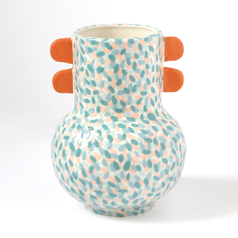 Vase à oreilles "Fleurs Mauves"