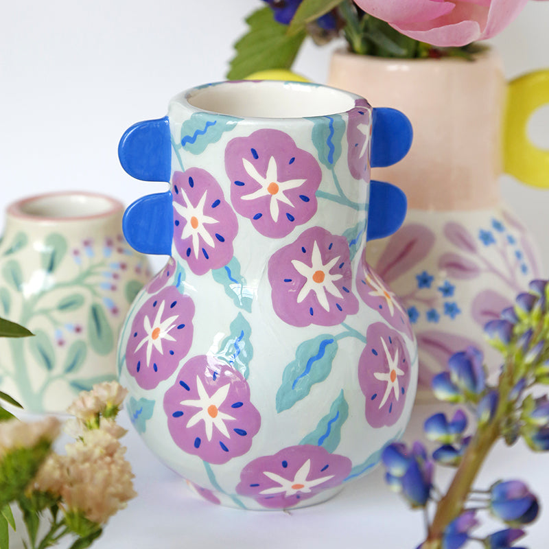 Vase with ears "Mauve Flowers"