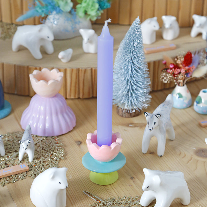 Candleholder - Taïcha - Pink and green