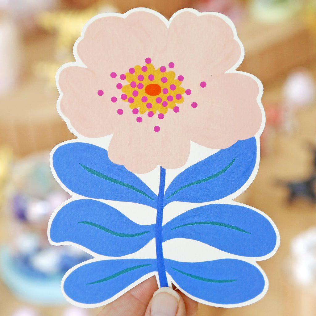 Cut-out Greeting Card “Pink flower”