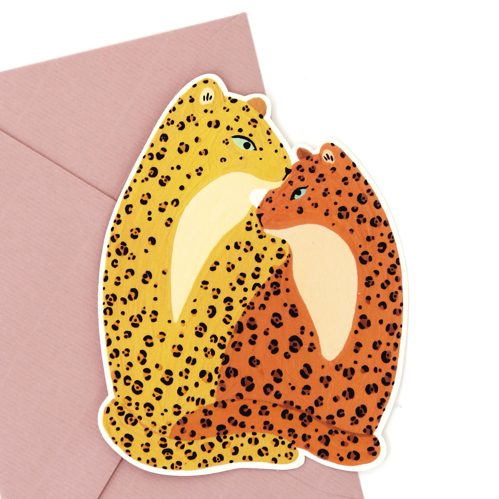 Carte découpée "Léopards Câlins"