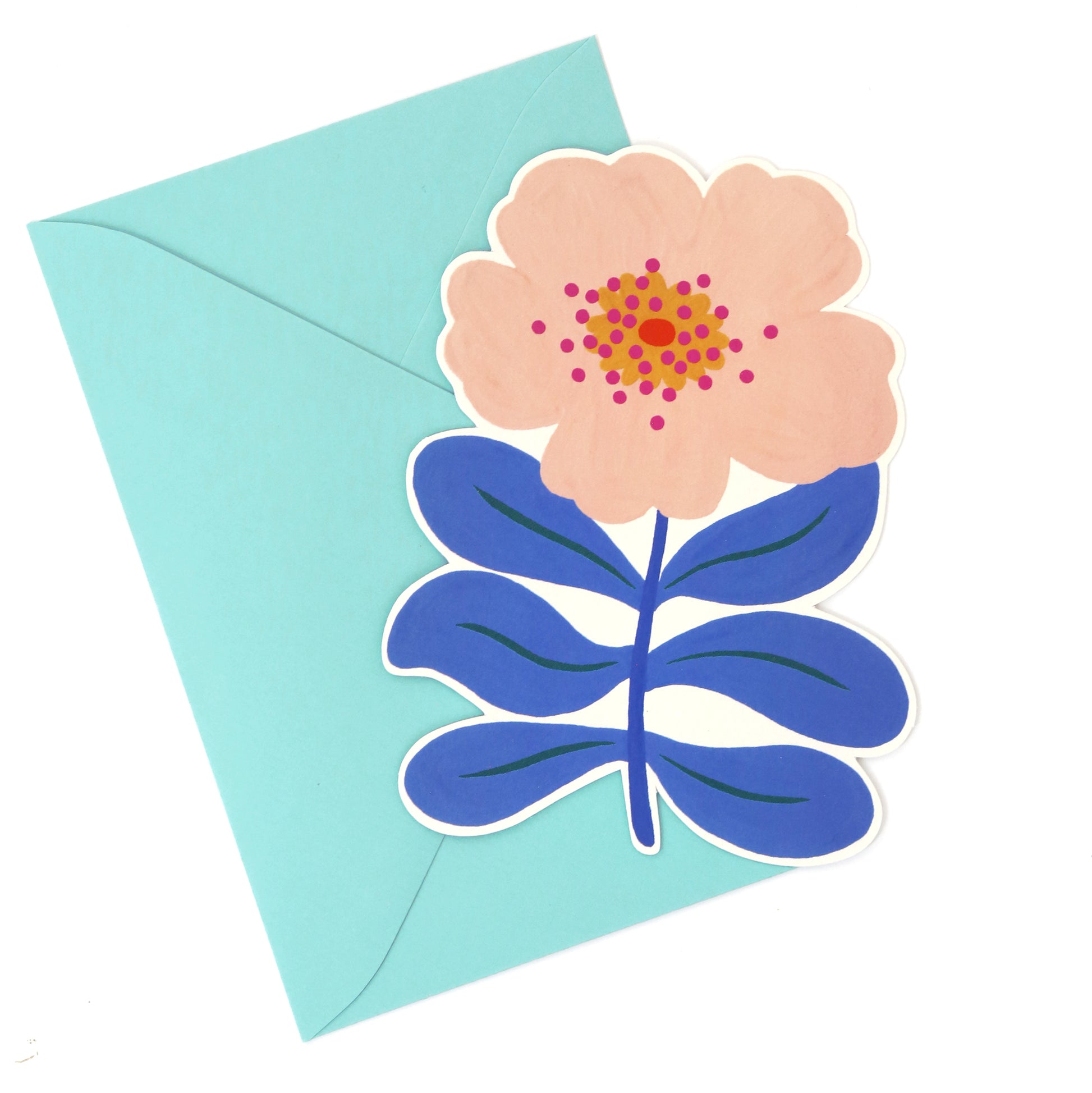 Carte découpée "Fleur rose"