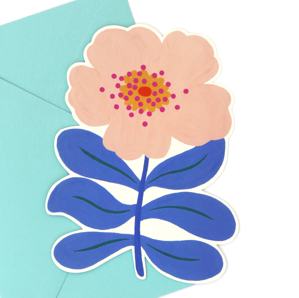 Carte découpée "Fleur rose"